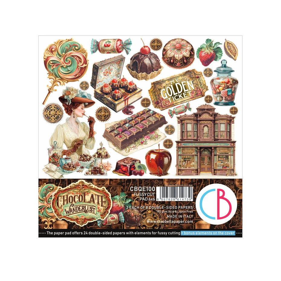 Ciao Bella The Chocolate Factory 6x6 Inch Fussy Cut Pad (24pcs) - CBQE100