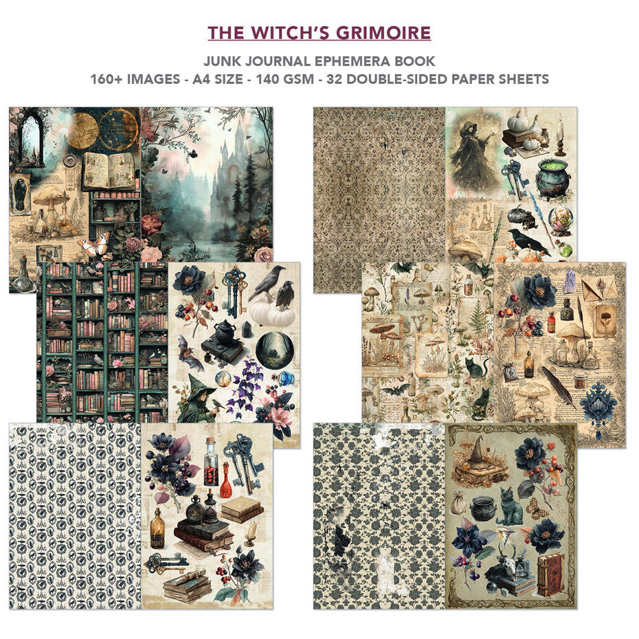 Ciao Bella The Witch's Grimoire A4 Junk Journal Ephemera Book (32pcs) - CBB029