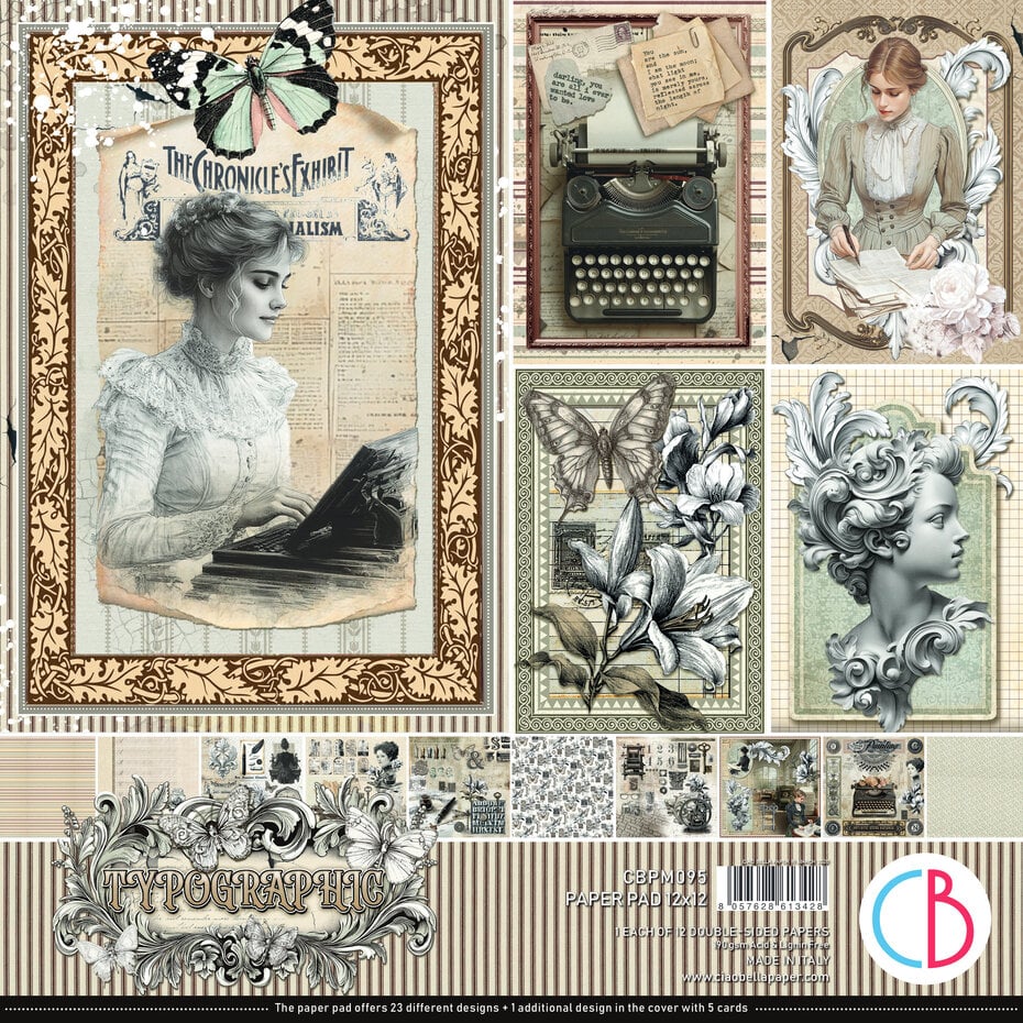 Ciao Bella Typographic 12x12 Paper Pad (CBPM095)