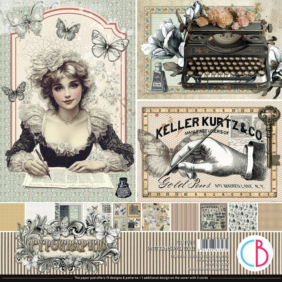 Ciao Bella Typographic 12x12 Patterns Pad (CBT095)
