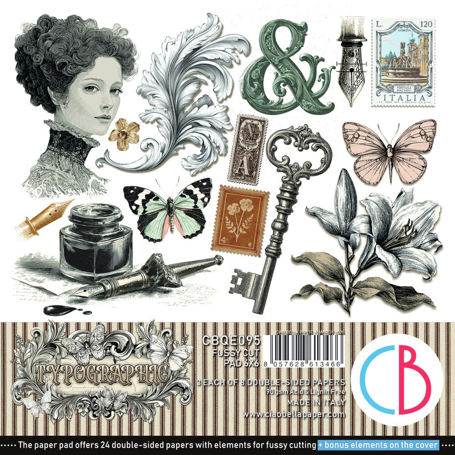 Ciao Bella Typographic 6x6 Fussy Cut Pad (CBQE095)