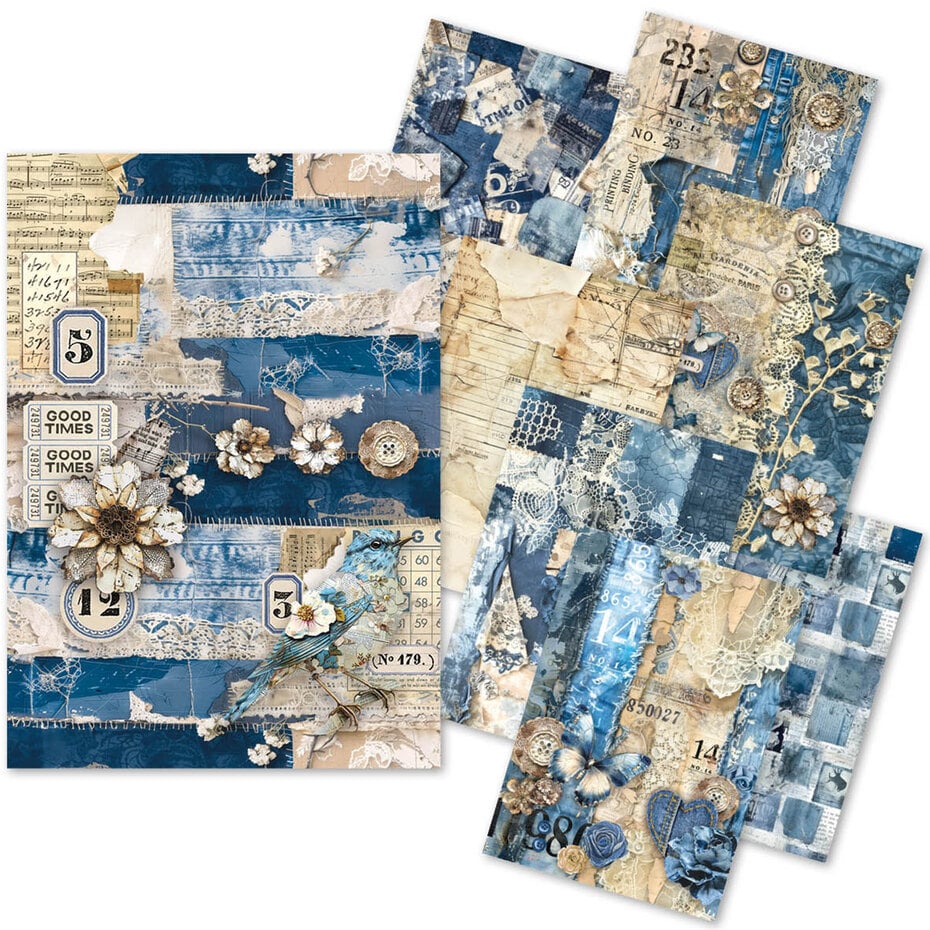 Ciao Bella Urban Blue Denim Craftmix Mixed A5 Paper Pack (8pcs) (MC002)