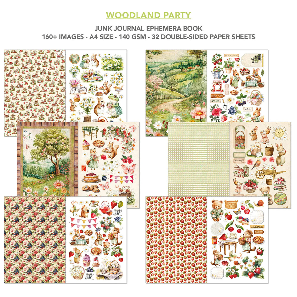 Ciao Bella Woodland Party A4 Junk Journal Ephemera Book (32pcs) (CBB011)