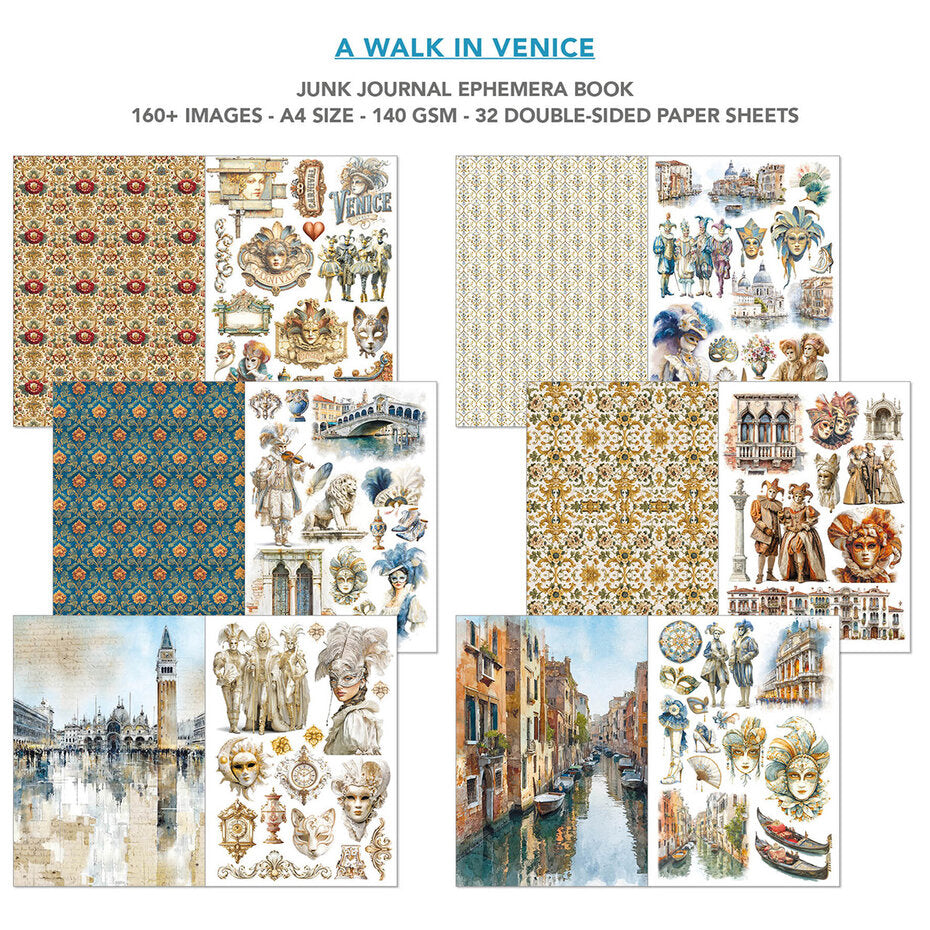 Ciao Bella A Walk in Venice A4 Junk Journal Ephemera Book (32pcs) (CBB023)* damaged corner