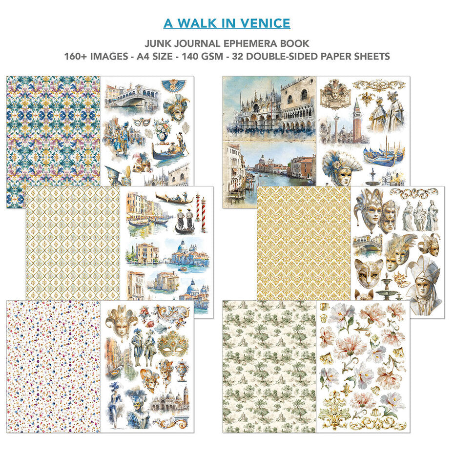 Ciao Bella A Walk in Venice A4 Junk Journal Ephemera Book (32pcs) (CBB023)* damaged corner