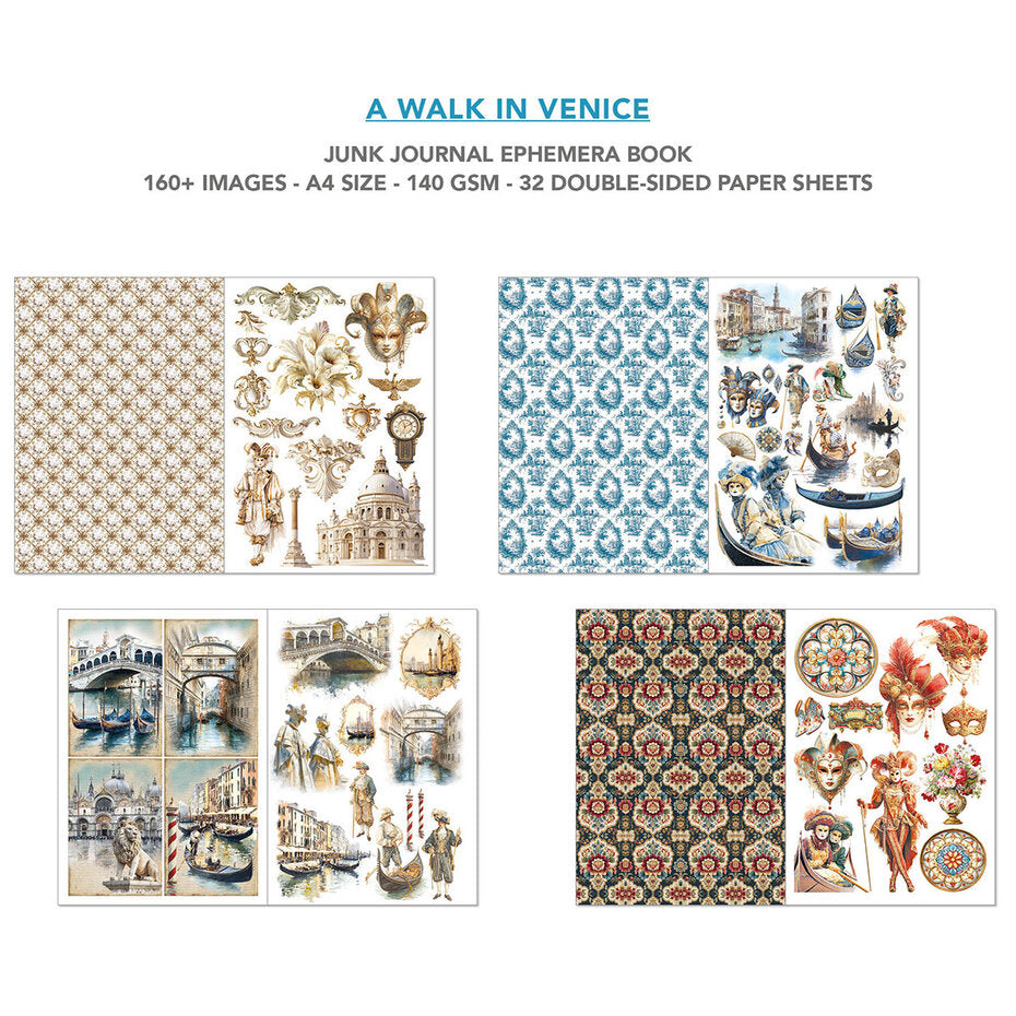 Ciao Bella A Walk in Venice A4 Junk Journal Ephemera Book (32pcs) (CBB023)* damaged corner