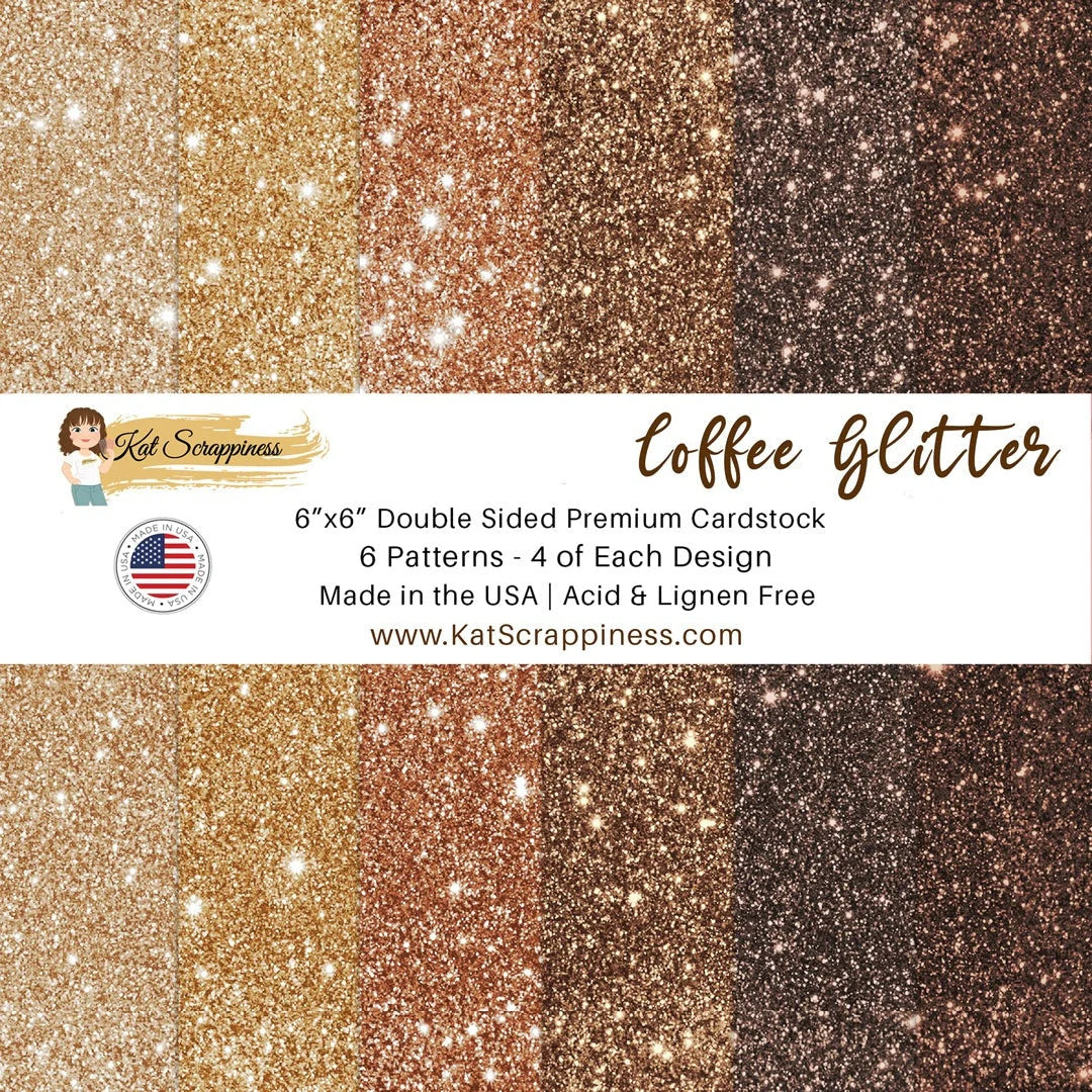 Kat Scrappiness Coffee Faux Glitter 6x6 Paper Pad - New Release!