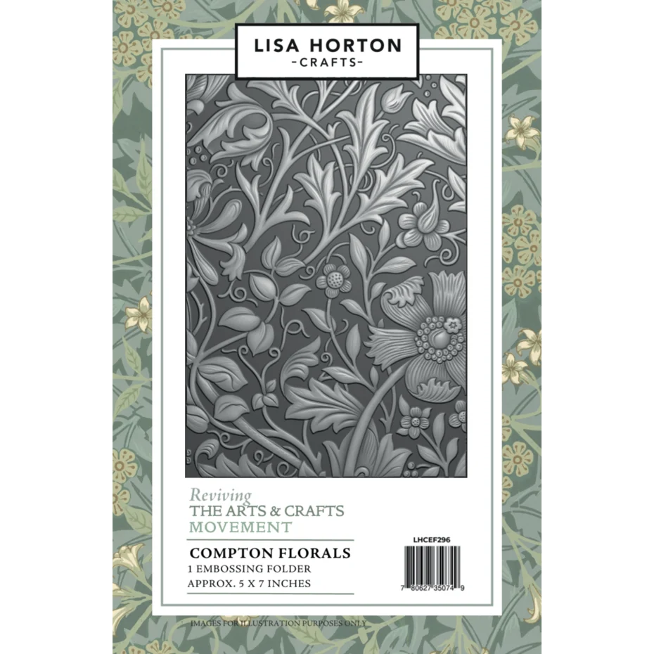 Lisa Horton Crafts Reviving the Arts and Crafts Movement Compton Florals 3D Embossing Folder &  Layering Stencils