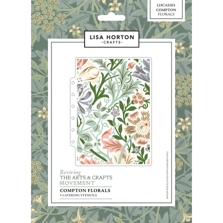 Lisa Horton Crafts Reviving the Arts and Crafts Movement Compton Florals 3D Embossing Folder &  Layering Stencils