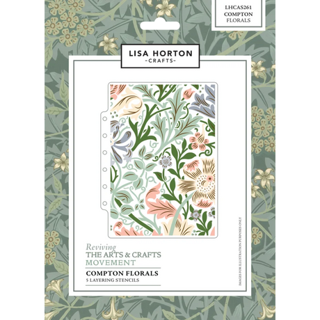 Lisa Horton Crafts Reviving the Arts and Crafts Movement Compton Florals 3D Embossing Folder &  Layering Stencils
