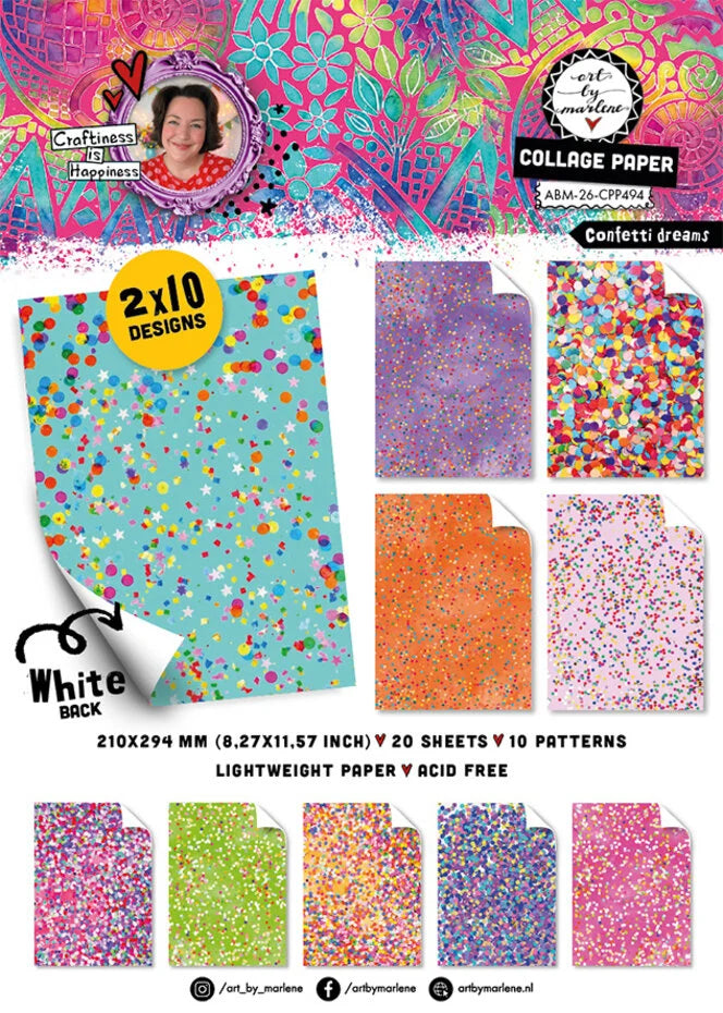 Studio Light Art By Marlene Collage A4 Paper Pad Confetti Dreamz - ABM-26-CPP494
