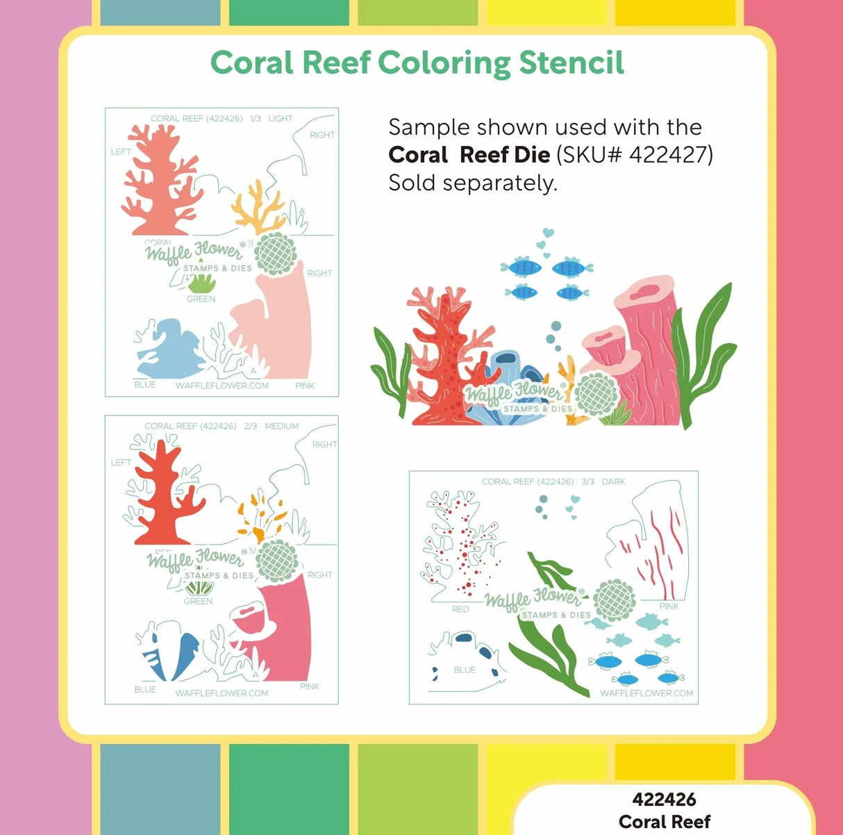 Waffle Flower Coral Reef Coloring Stencil (422426)
