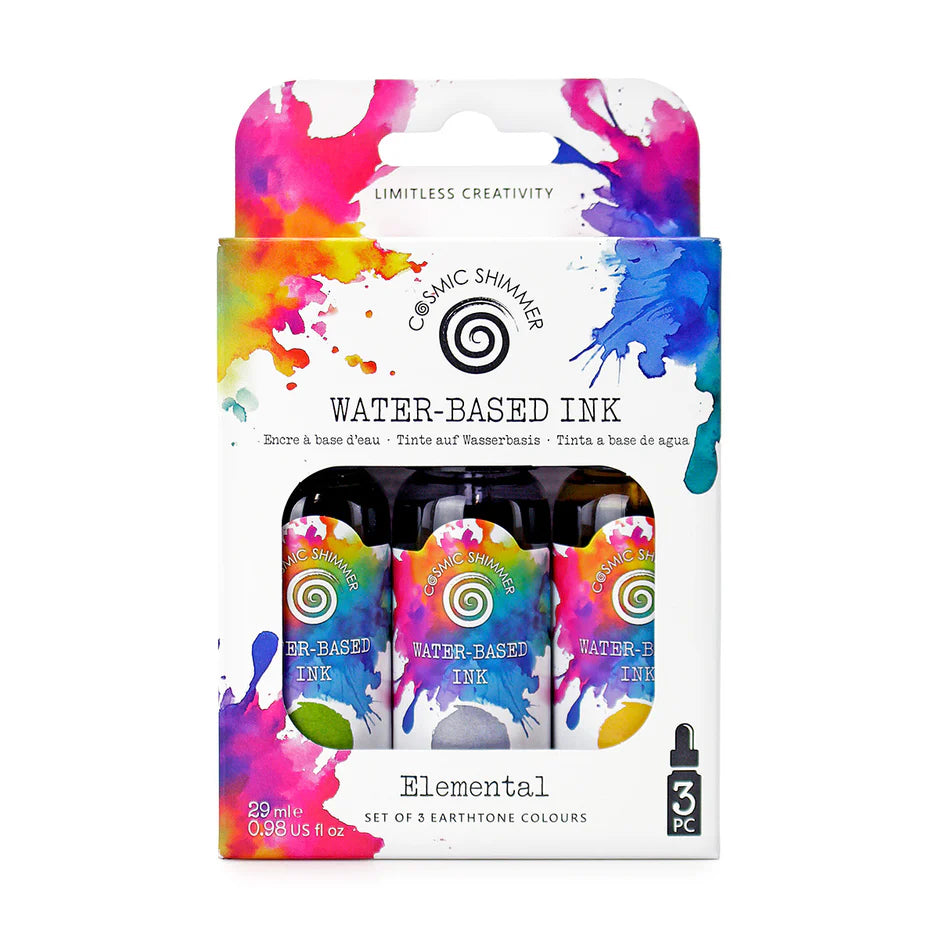 Katy Sue Designs Andy Skinner Cosmic Shimmer Elemental Water-Based Inks – Set of 3 (Earthtone Colours)