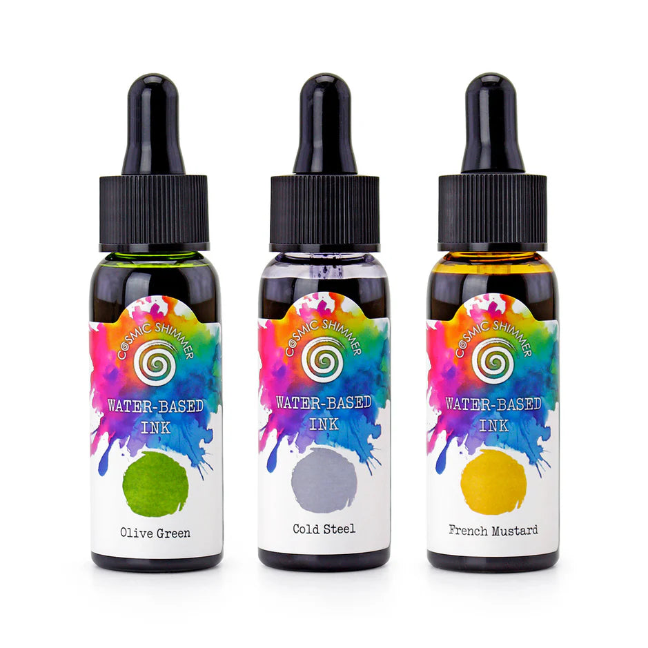 Katy Sue Designs Andy Skinner Cosmic Shimmer Elemental Water-Based Inks – Set of 3 (Earthtone Colours)