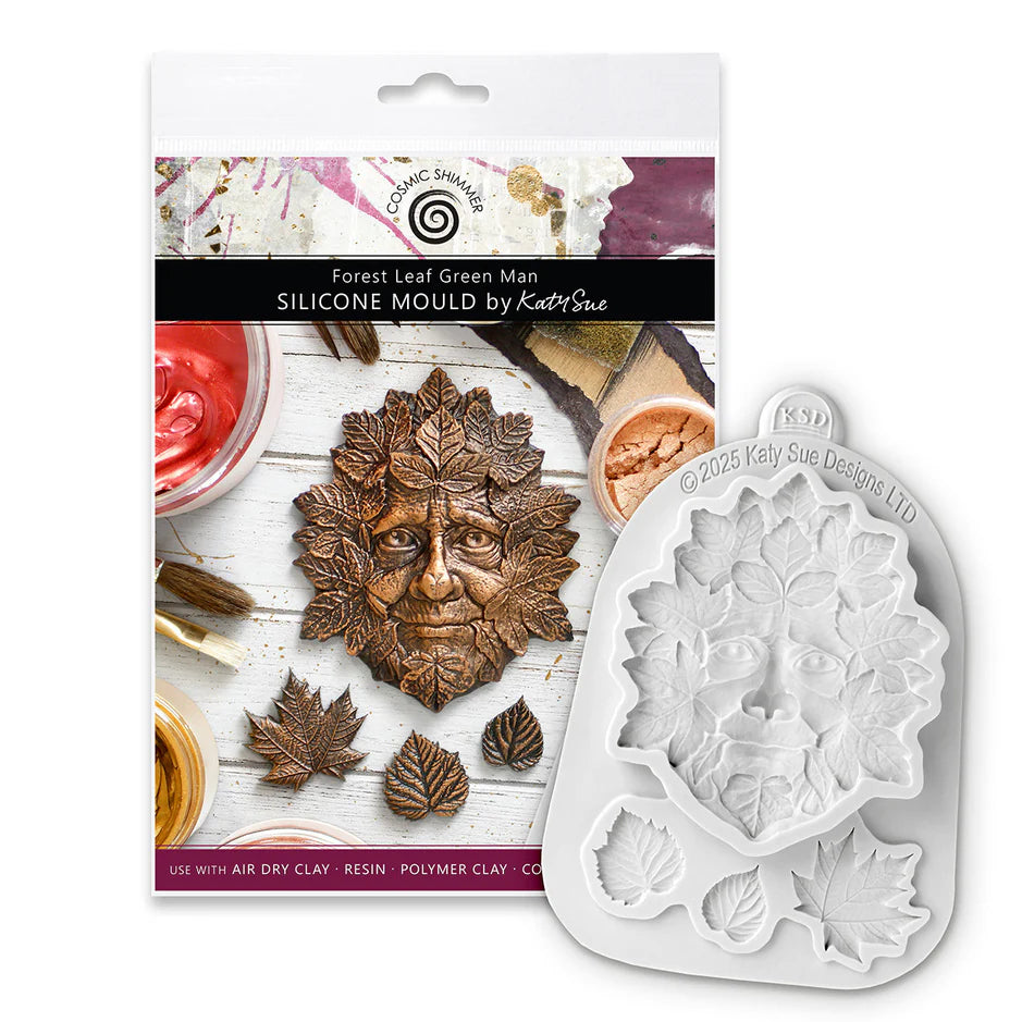 Katy Sue Designs Cosmic Shimmer Forest Leaf Green Man Silicone Mould