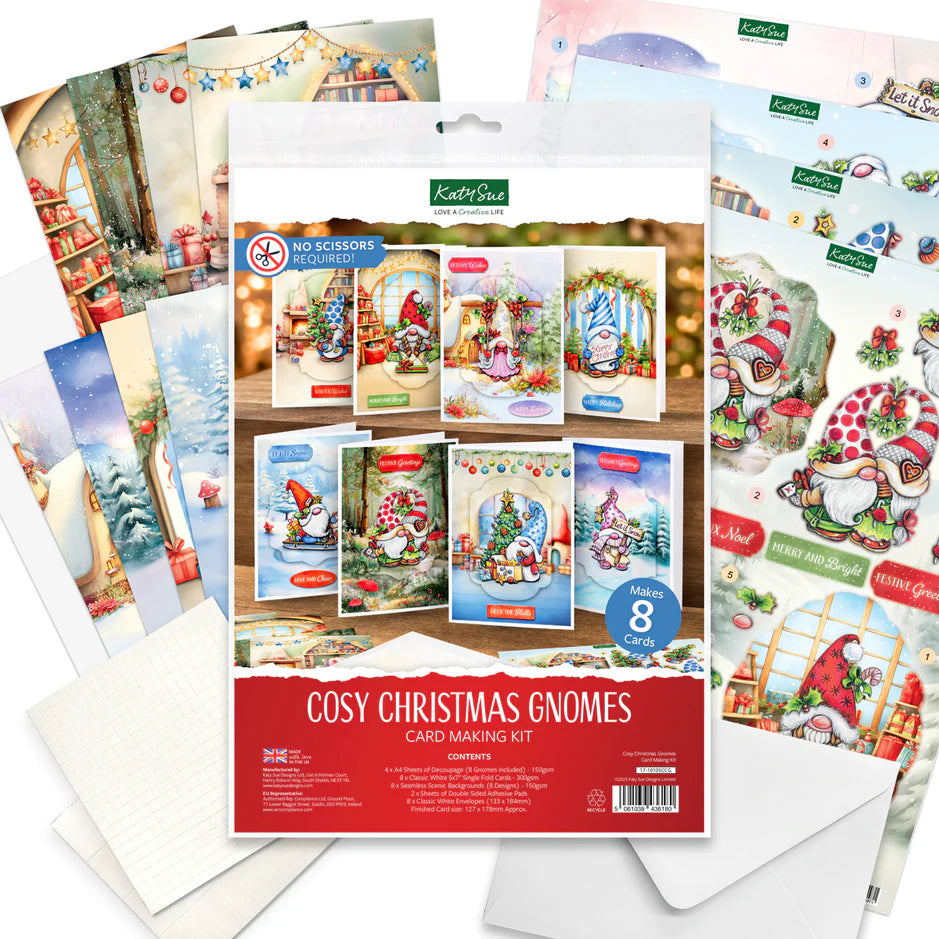 Katy Sue Designs Cosy Christmas Gnomes Card Making Kit