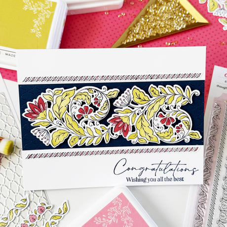 Pinkfresh Studio Cottage Flourish stencil Stamp and Die Bundle