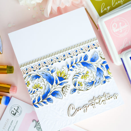 Pinkfresh Studio Cottage Flourish stencil Stamp and Die Bundle