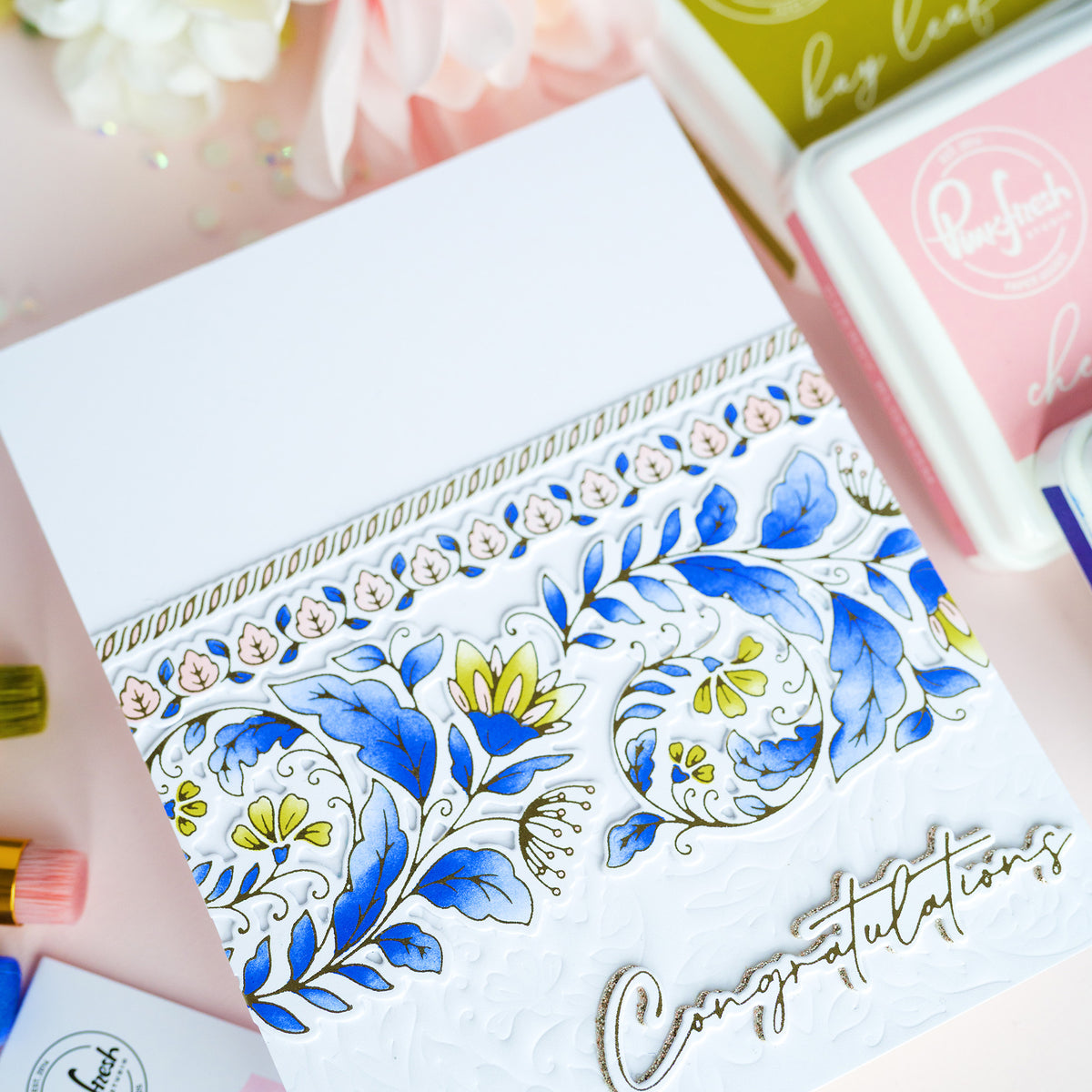 Pinkfresh Studio Cottage Flourish stencil Stamp and Die Bundle