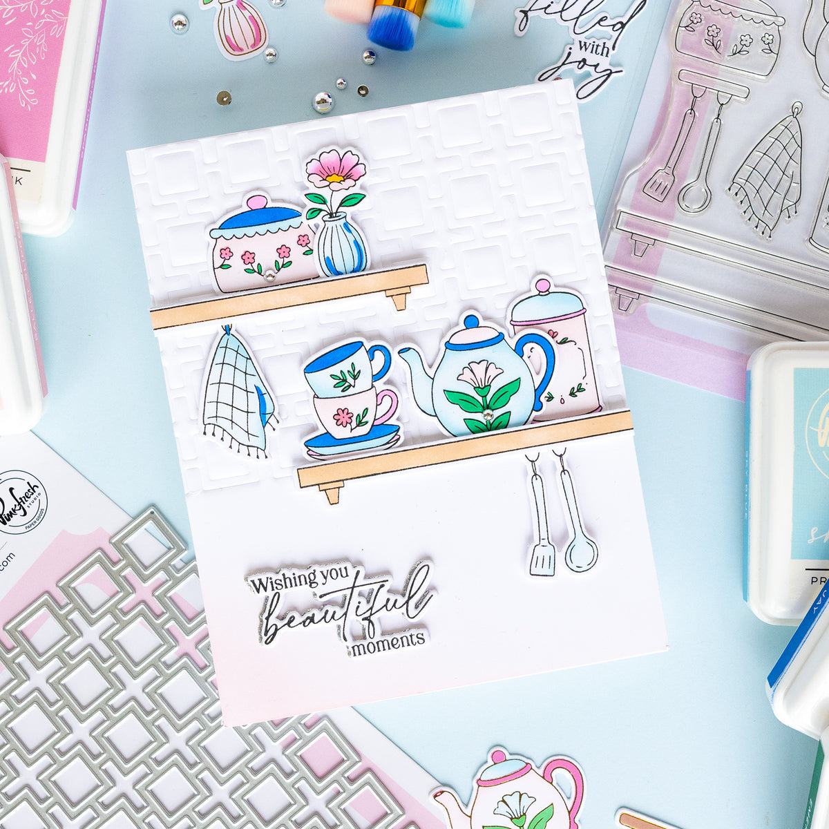 Pinkfresh Studio Cottage Keepsakes stencil Stamp and die