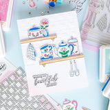 Pinkfresh Studio Cottage Keepsakes stencil Stamp and die