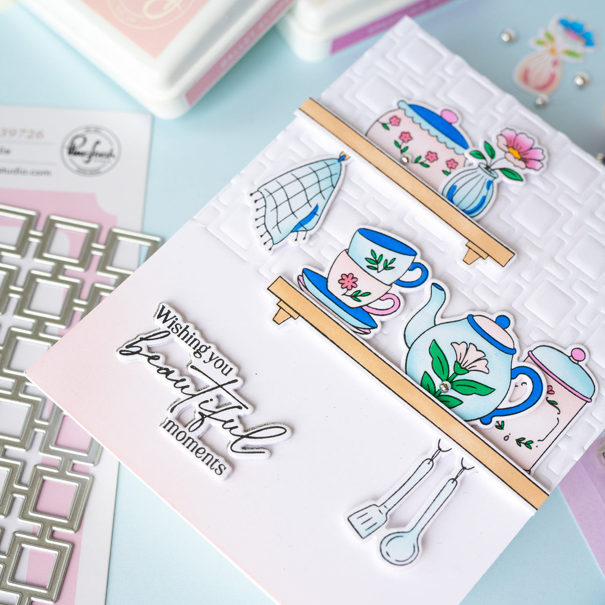 Pinkfresh Studio Cottage Keepsakes stencil Stamp and die