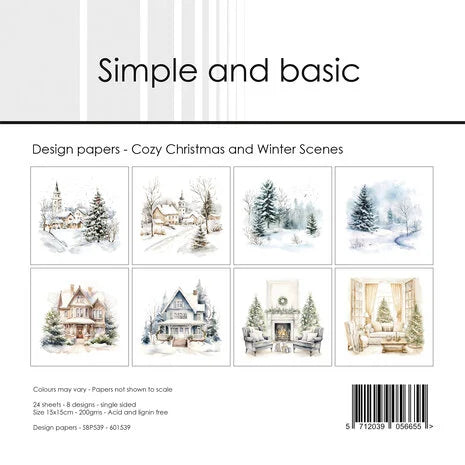 Simple and Basic Cozy Christmas and Winter Scenes 6x6 Inch Paper Pack (SBP539)