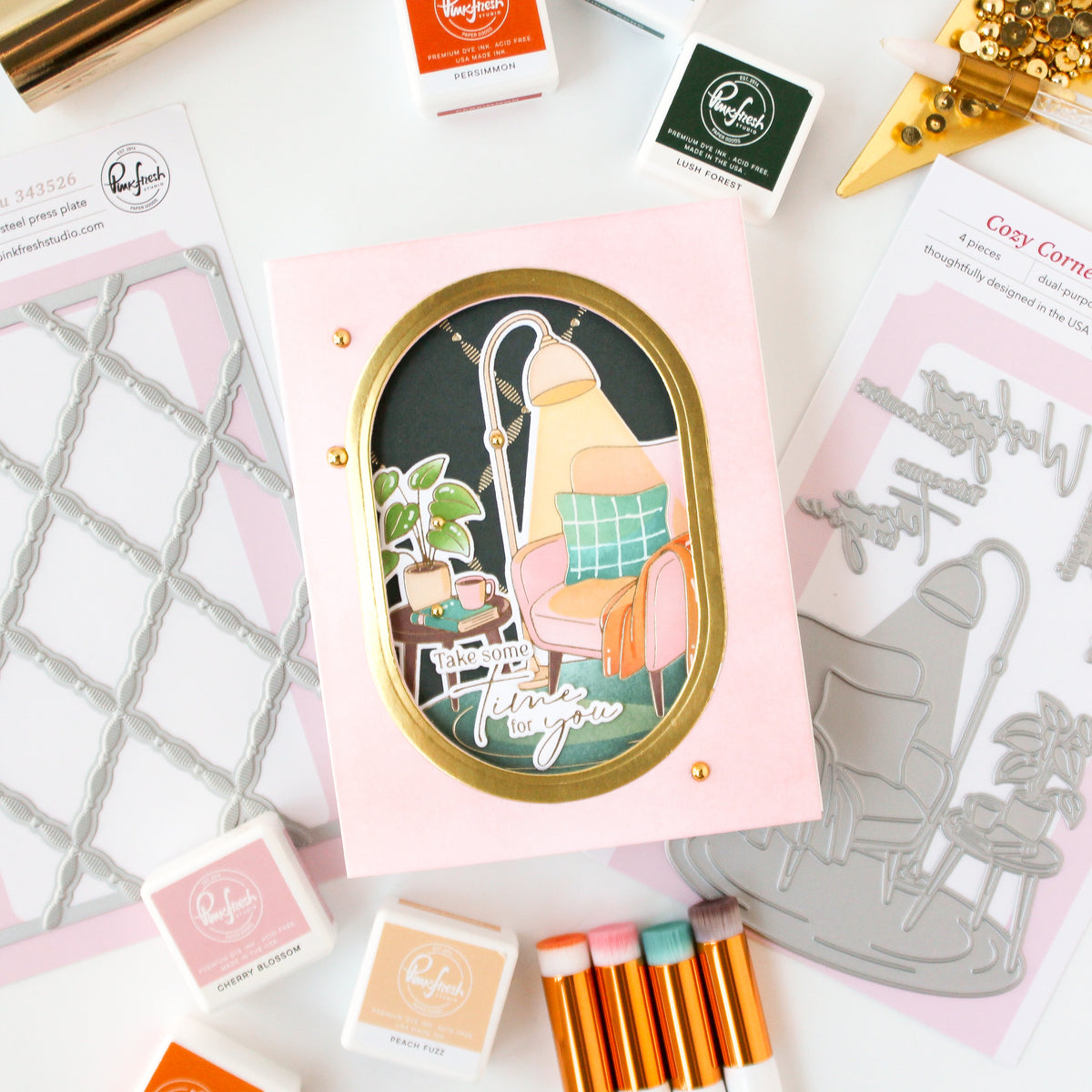 Pinkfresh Studio Cozy Corner Stamp, Die & Stencil Bundle