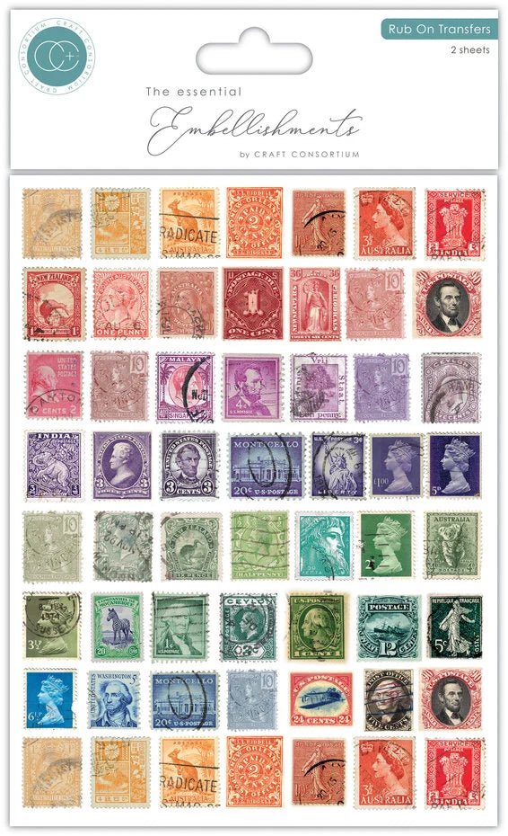 Craft Consortium The Collector Rub on Transfers Used Stamps (2pcs) (CERUBT002)