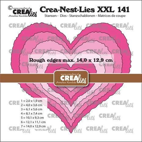 Crealies Crea-Nest-Lies XXL Dies No. 141 Heart Rough Edges (CLNestXXL141)