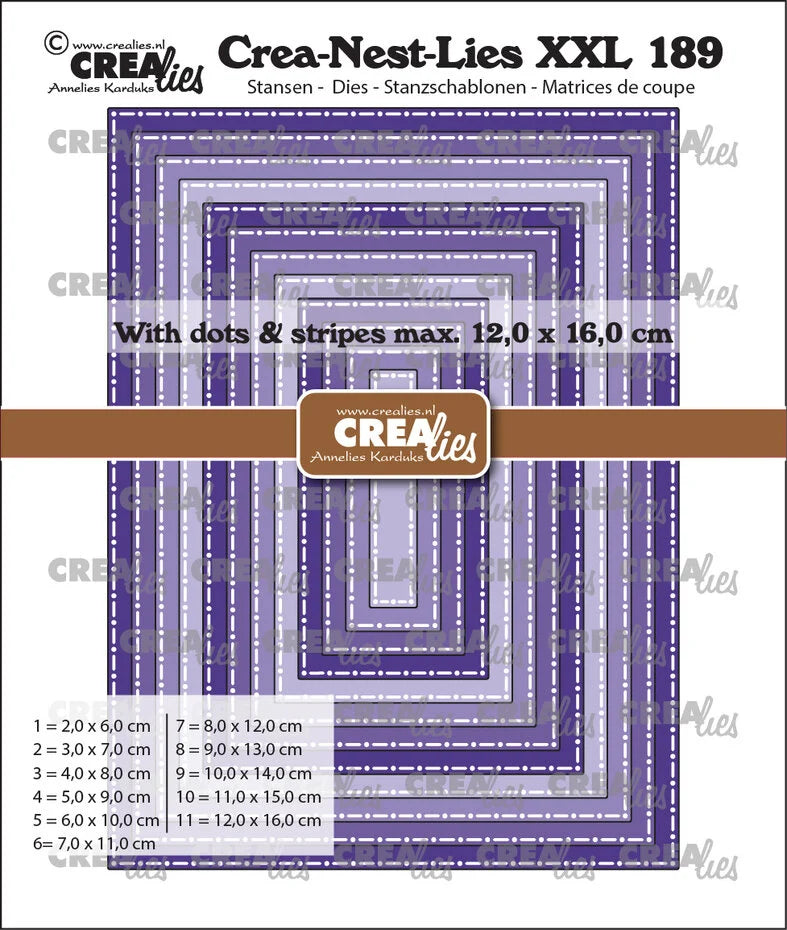 Crealies Crea-Nest-Lies XXL189 Rectangles with Dots & Stripes
