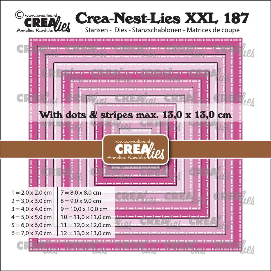 Crealies Crea-Nest-Lies XXL Dies Squares with Dots and Stripes (CLNestXXL187)