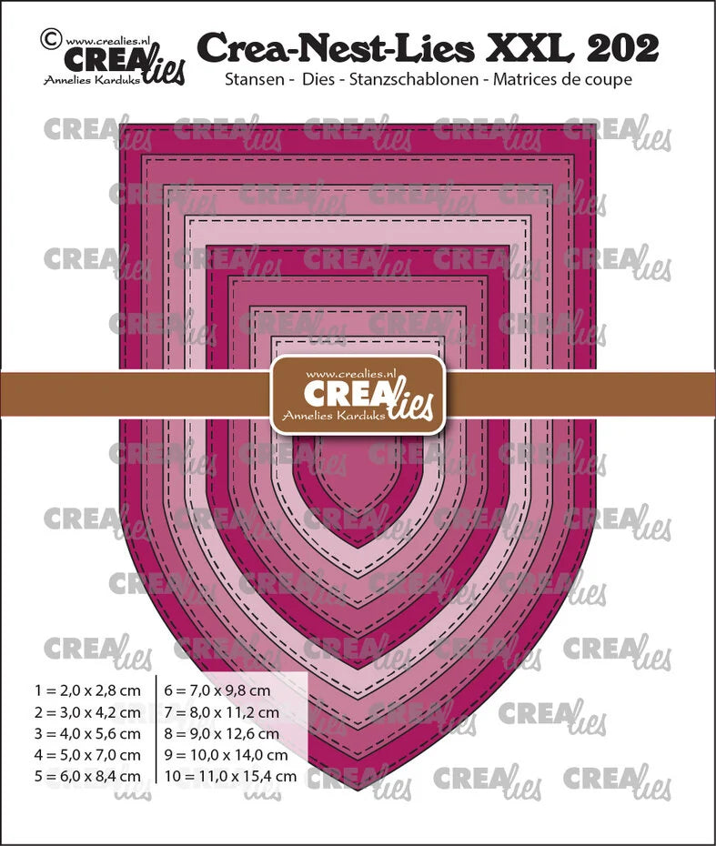 Crealies Crea-Nest-Lies XXL Stansen Vaandel D / Kerkboog Met Stiksteek (CLNestXXL202)