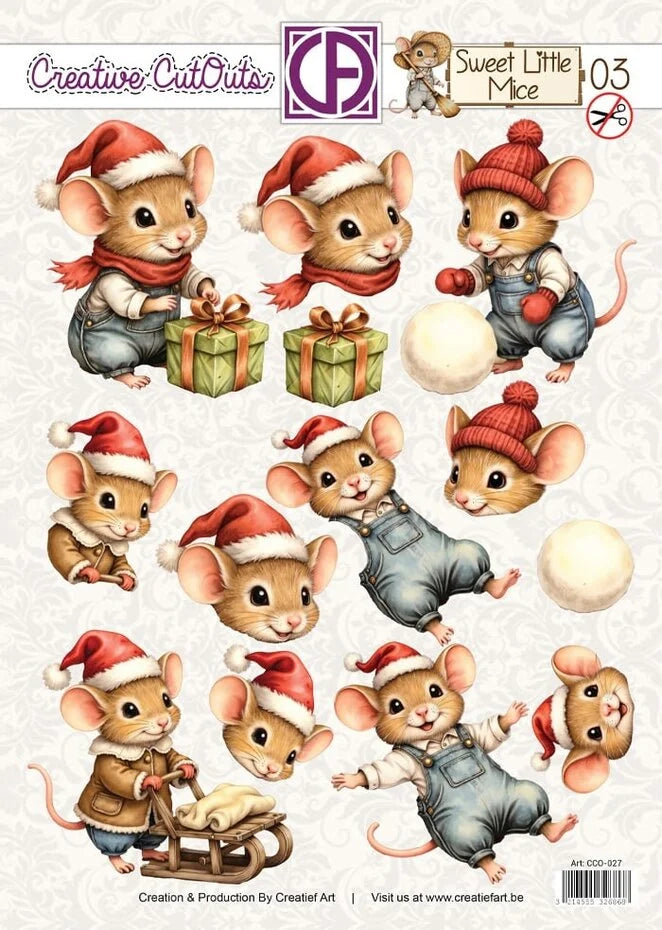 Creatief Art Sweet Little Mice Christmas 03 Creative CutOuts (CCO-027)