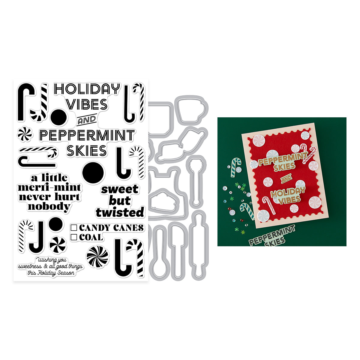 Hero Arts A Little Merri-Mint Stamp & Cut Set from the Candy Cane Season Collection