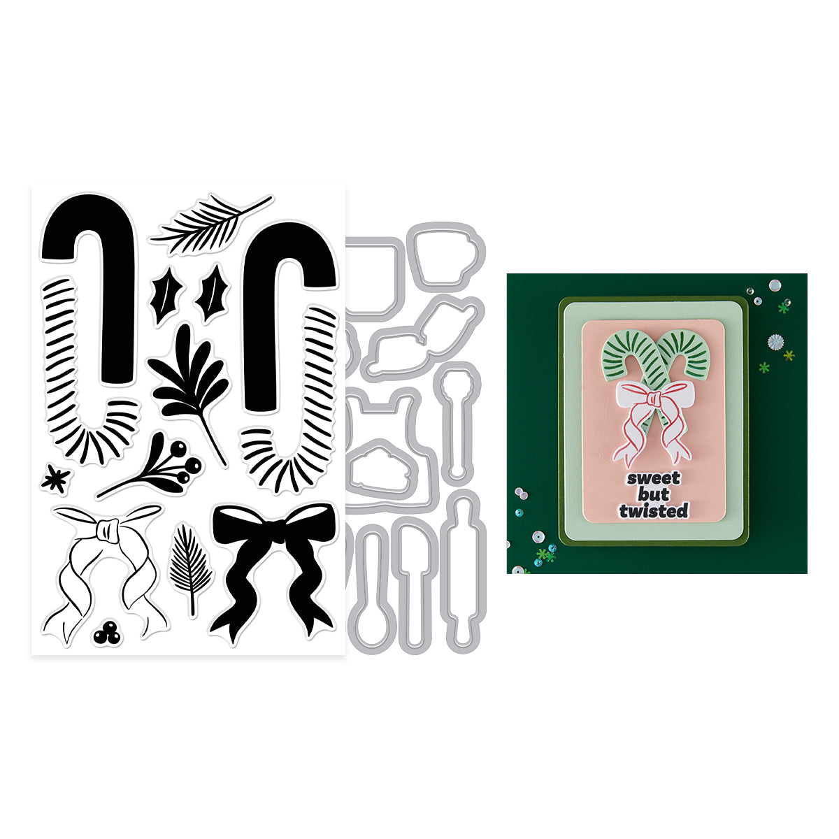 Hero Arts A Little Merri-Mint Stamp & Cut Set from the Candy Cane Season Collection