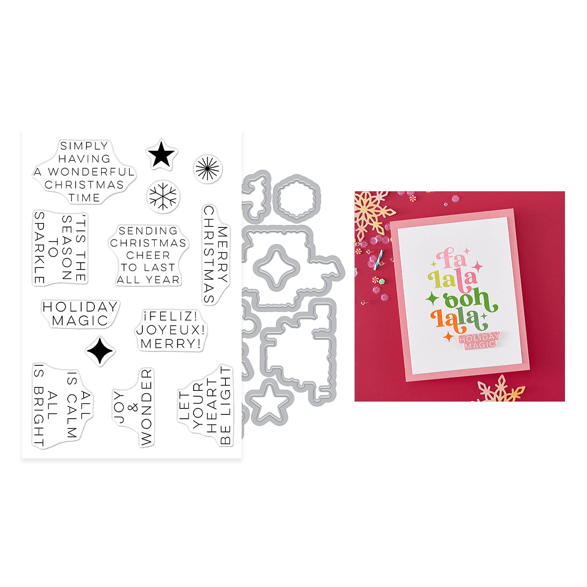 Hero Arts Modern Holiday Greetings Stamp & Cut Set from the Very Merry Collection