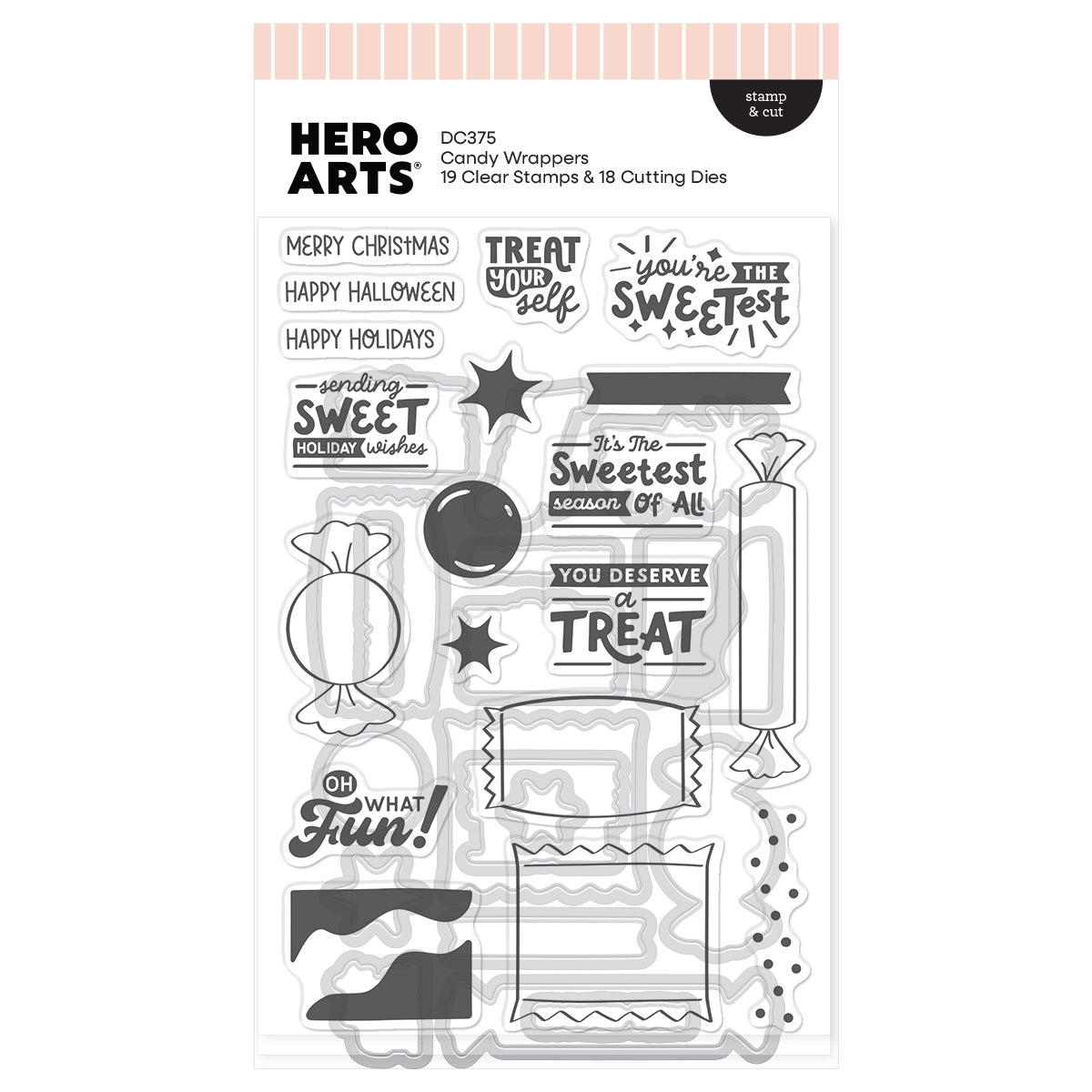 Hero Arts Candy Wrappers Stamp & Cut by Carly Tee