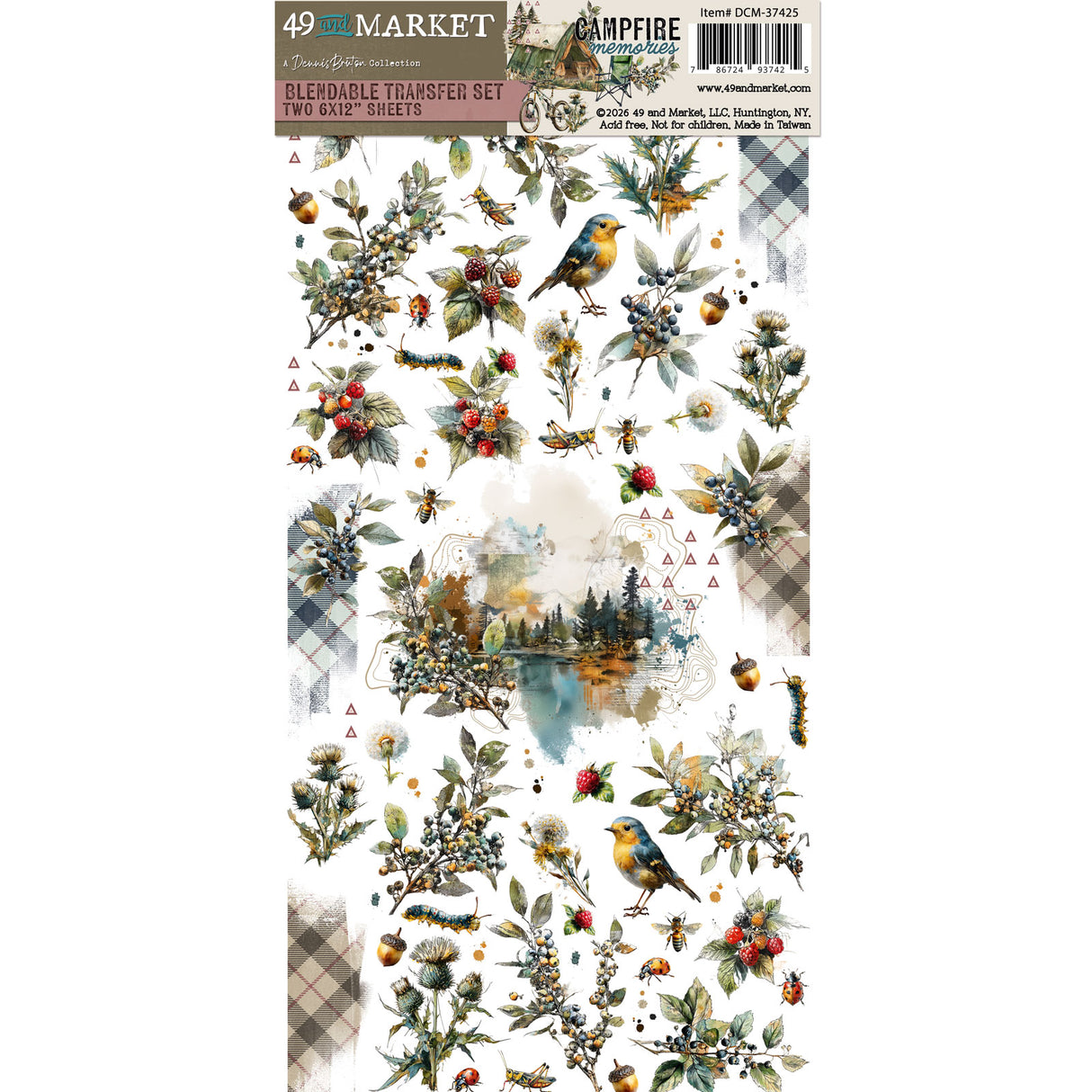 49 and Market Campfire Memories 6x12 Blendable Rub-Ons - DCM-37425
