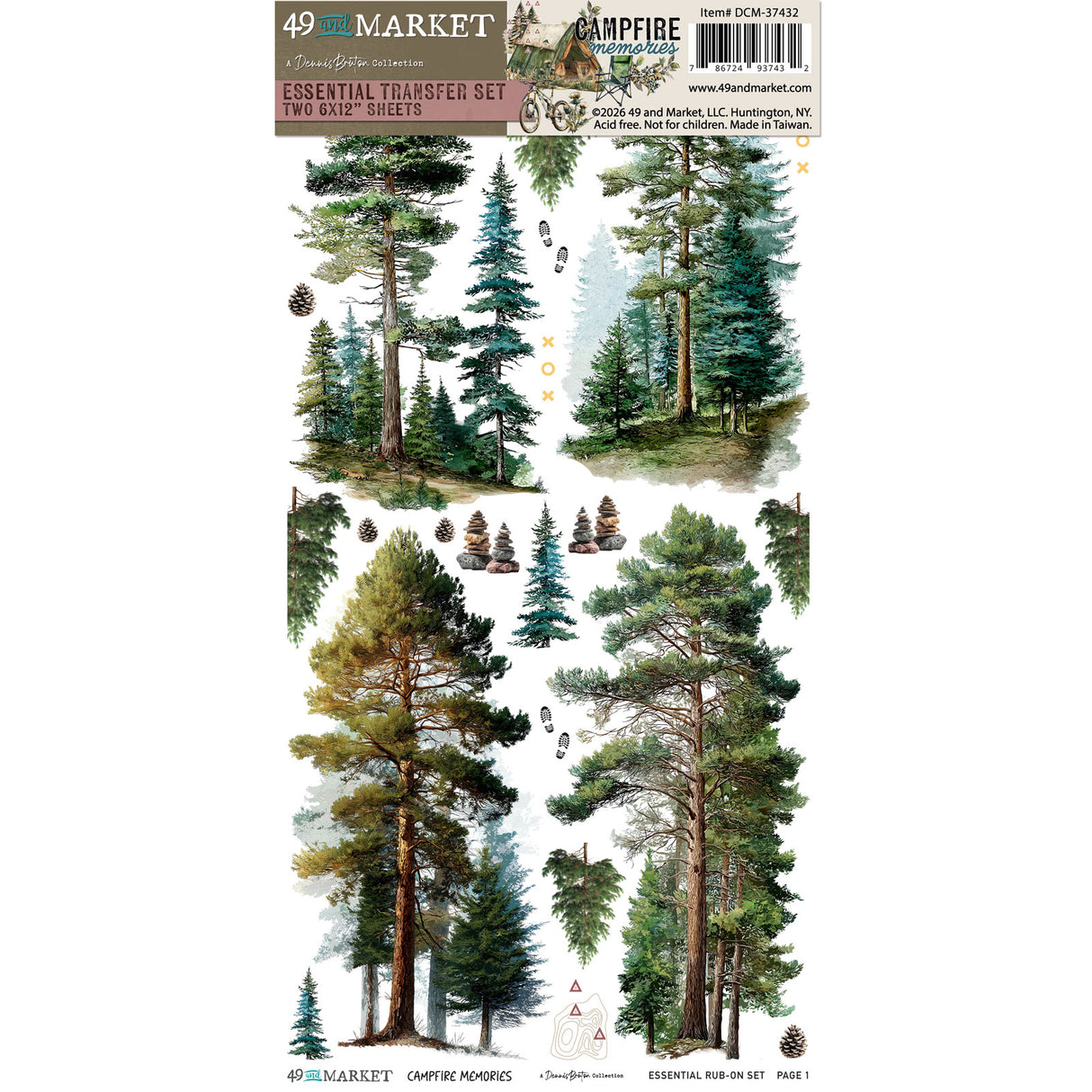 49 and Market Campfire Memories 6x12 Essential Rub-Ons - DCM-37432