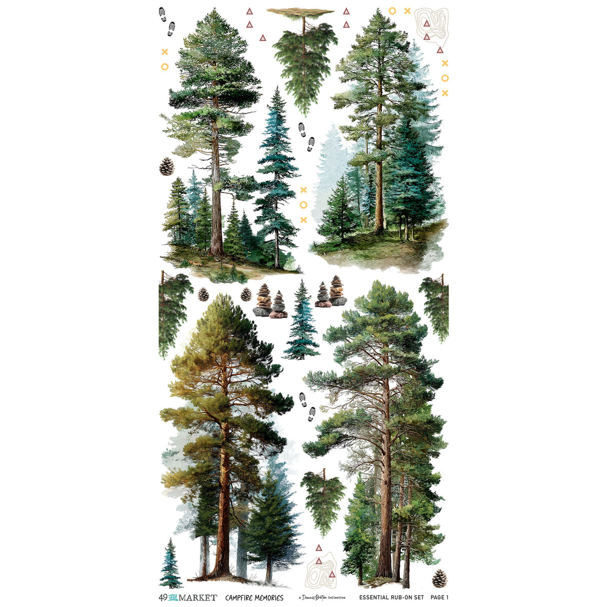 49 and Market Campfire Memories 6x12 Essential Rub-Ons - DCM-37432