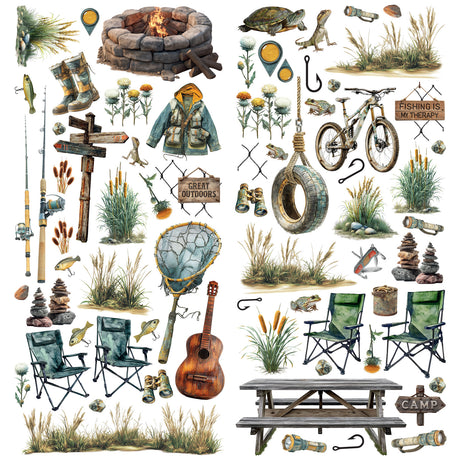 49 and Market Campfire Memories Laser Cuts - Fishing - DCM-37456