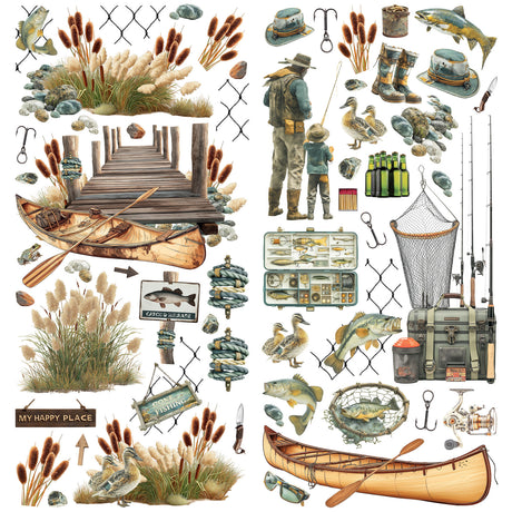 49 and Market Campfire Memories Laser Cuts - Fishing - DCM-37456