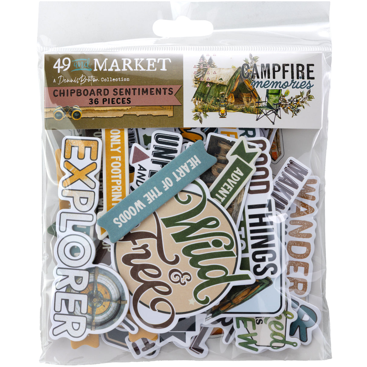 49 and Market Campfire Memories Chipboard Sentiments - DCM-37487