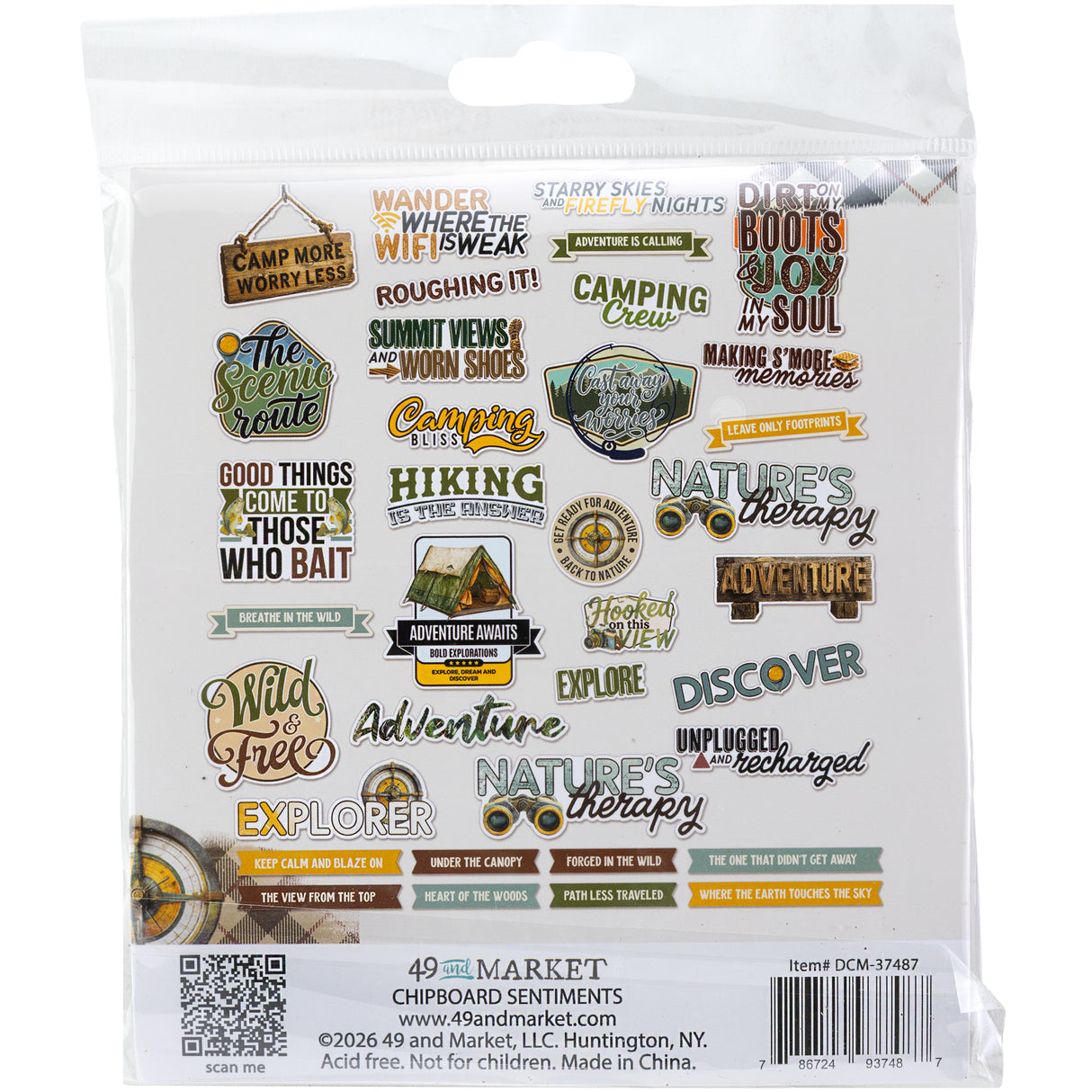 49 and Market Campfire Memories Chipboard Sentiments - DCM-37487