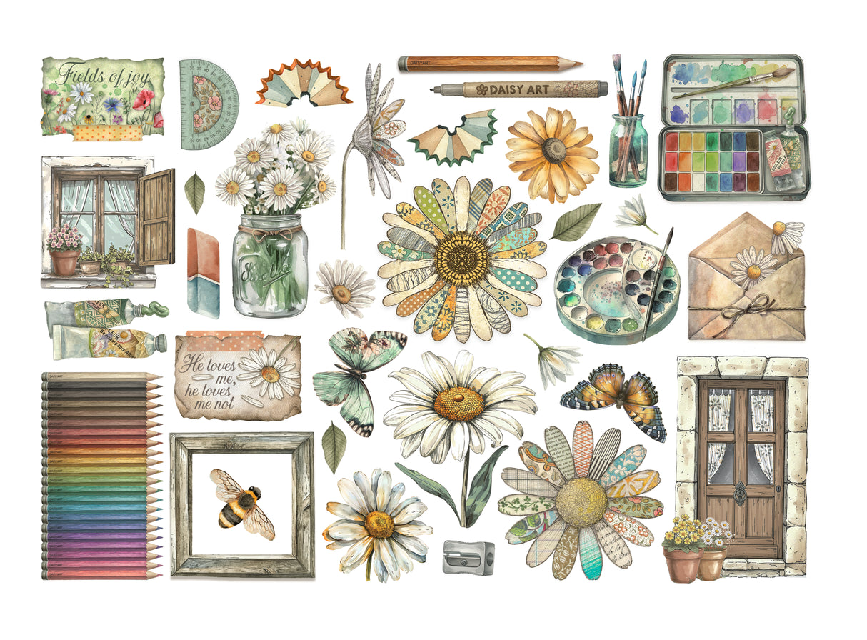 Stamperia Daisy Art Ephemera (34pcs) (DFLCT74)