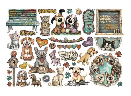 Stamperia Furry Friends 2 Ephemera by Antonis Tzanidakis - DFLCT94