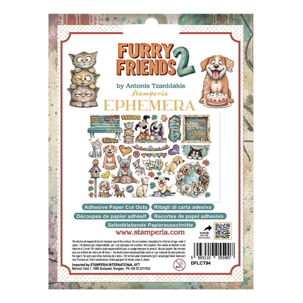 Stamperia Furry Friends 2 Ephemera by Antonis Tzanidakis - DFLCT94