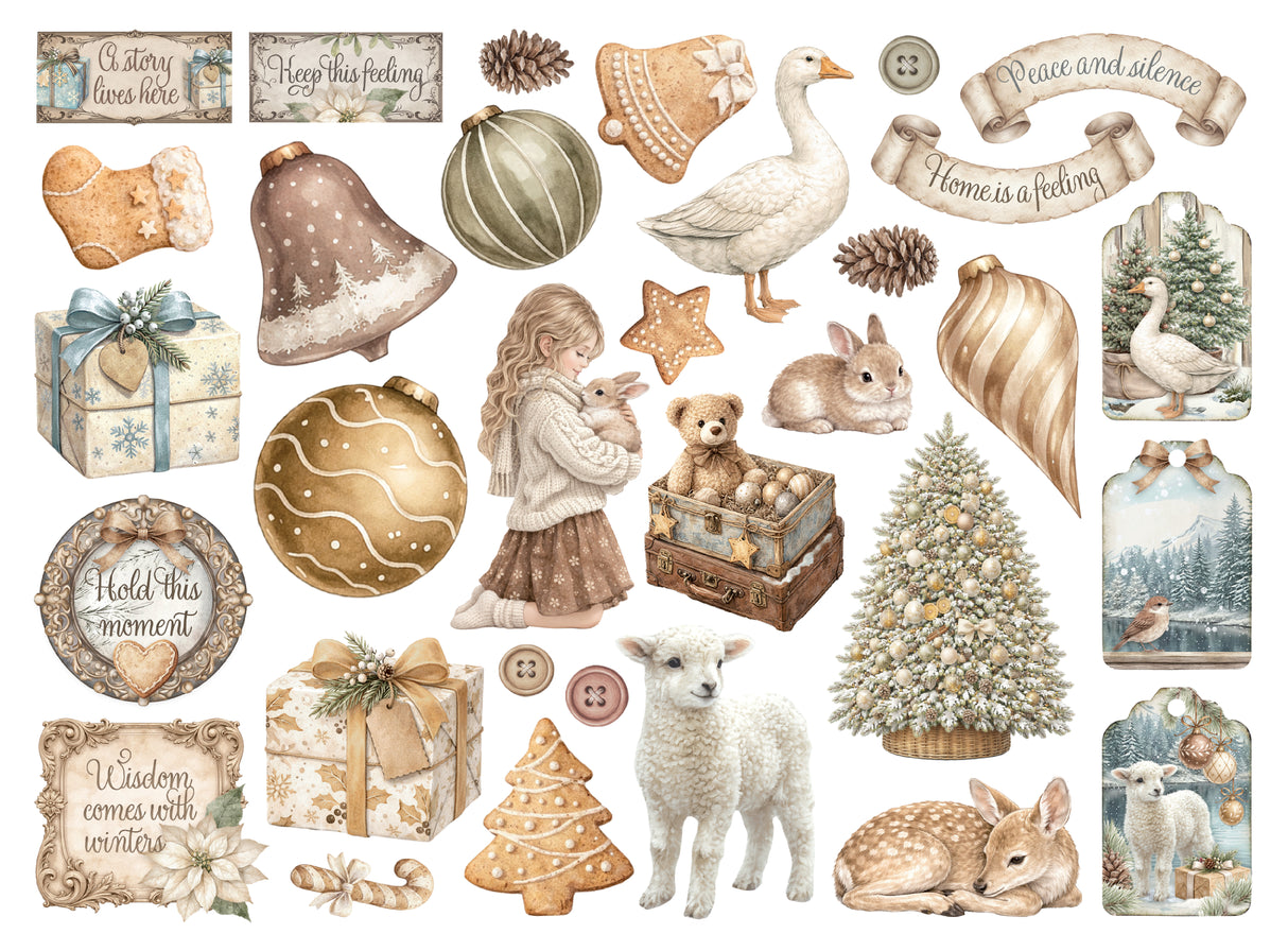 Stamperia White Christmas Assorted Die Cuts by Cristina Radovan - DFLDC141