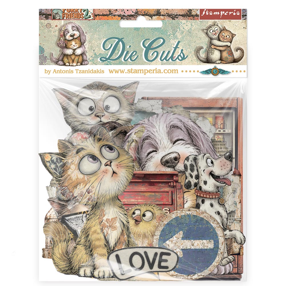 Stamperia Furry Friends 2 Die Cuts Assorted by Antonis Tzanidakis - DFLDC146